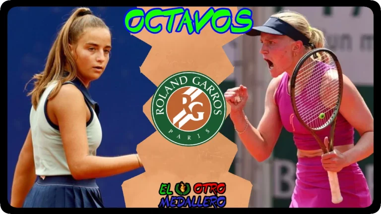 Resumen de los OCTAVOS de final de Roland Garros 2023 entre nuestra Charo Esquiva y Rebecca Munk, tres años mayor.