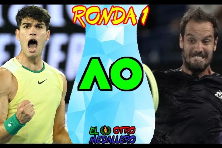 Resumen del debut de Carlos Alcaraz, buscando la corona en el open de Australia, frente al ya veterano Richard Gasquet.