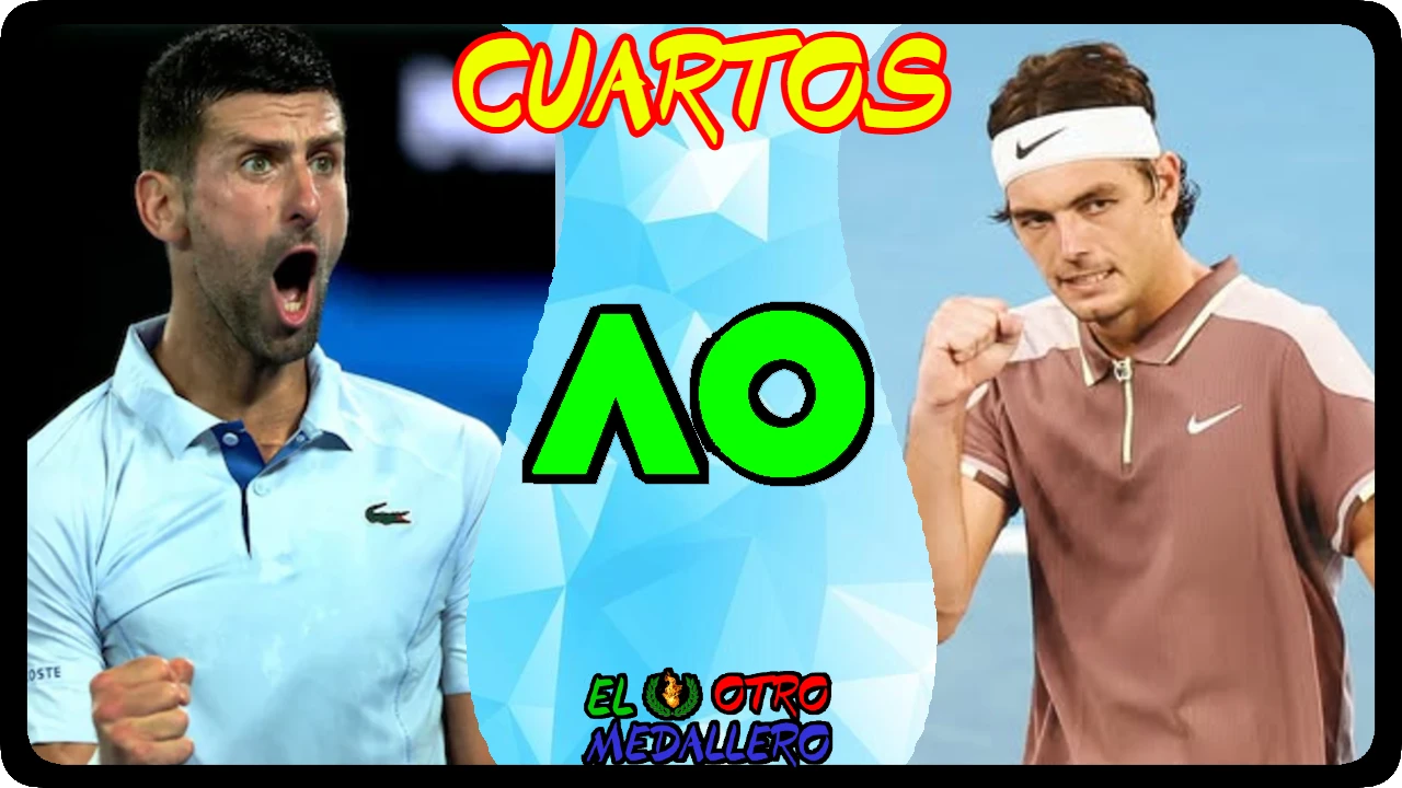 Resumen de los cuartos de final de Novak Djokovic en el Open de Australia 2024, frente a un Taylor Fritz al que domina por 8-0.