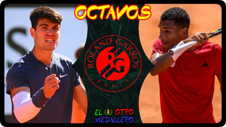 Resumen del partido de octavos de Carlos Alcaraz en el Roland Garros de 2024 contra Augier-Aliassime, un duelo ya de gran envergadura.