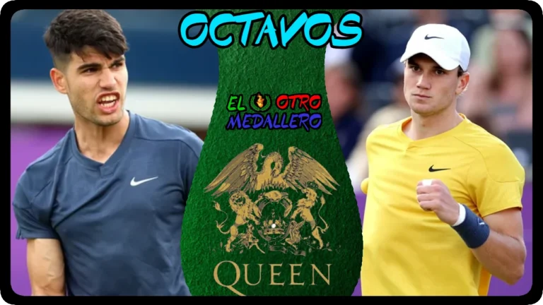 Resumen de los octavos de final de Carlos Alcaraz en el ATP 500 de Queen's de 2024, frente al tenista local Jack Draper.