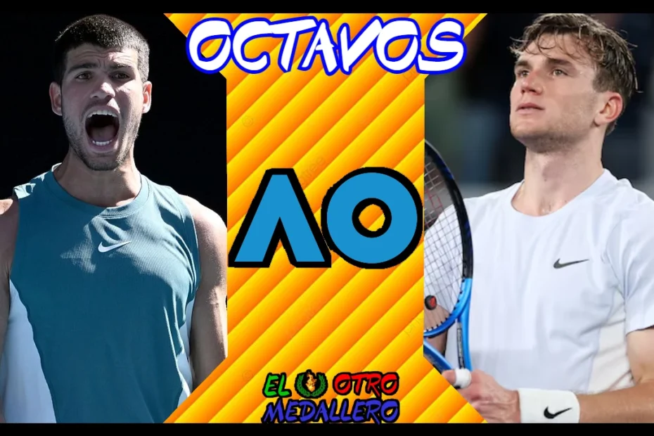 Resumen de los octavos de final de este Open de Australia 2025, con Carlos Alcaraz contra Jack Draper, el cabeza de serie nº 15.