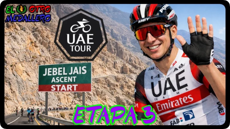 Resumen de la tercera etapa del Tour UAE de 2025, con la primera etapa de montaña donde a ver si alguien puede seguir a Tadej Pogacar.