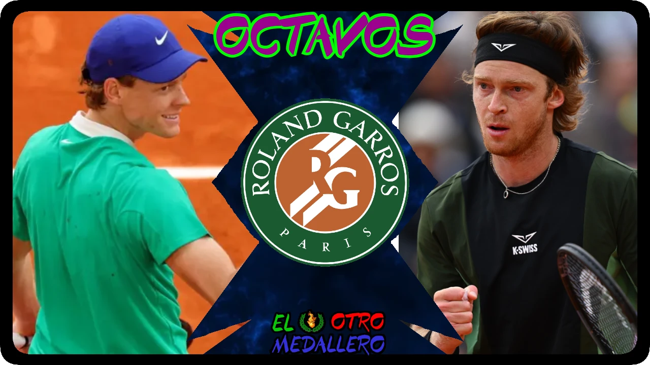 Resumen del partido de OCTAVOS de Jannik Sinner en Roland Garros de 2025, contra Andrei Rublev, continuando con ese cuadro endiablado.