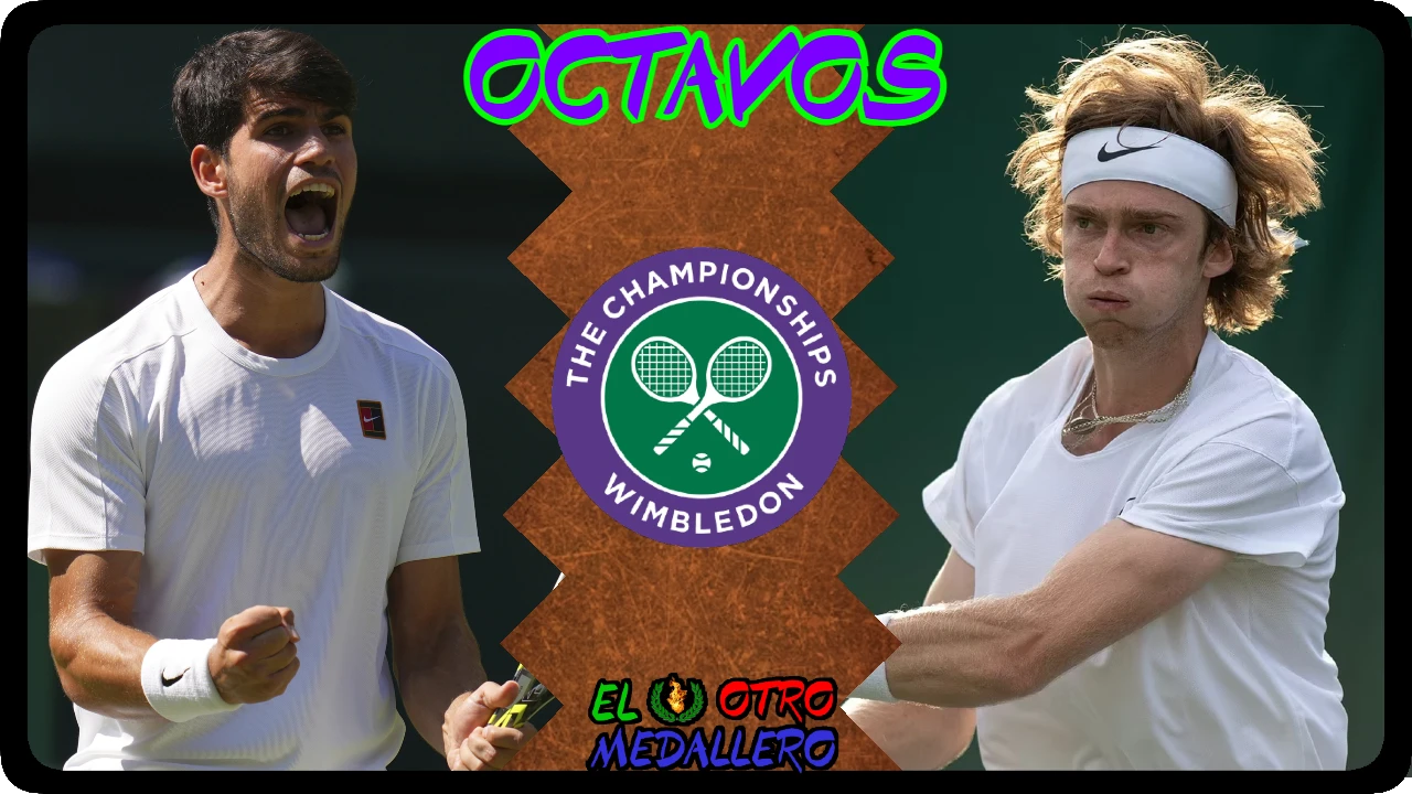 Resumen de los OCTAVOS de Wimbledon 2025, con Carlos Alcaraz midiéndose a su primer cabeza de serie, Andrei Rublev, en ese duelo de derechas tremendo.