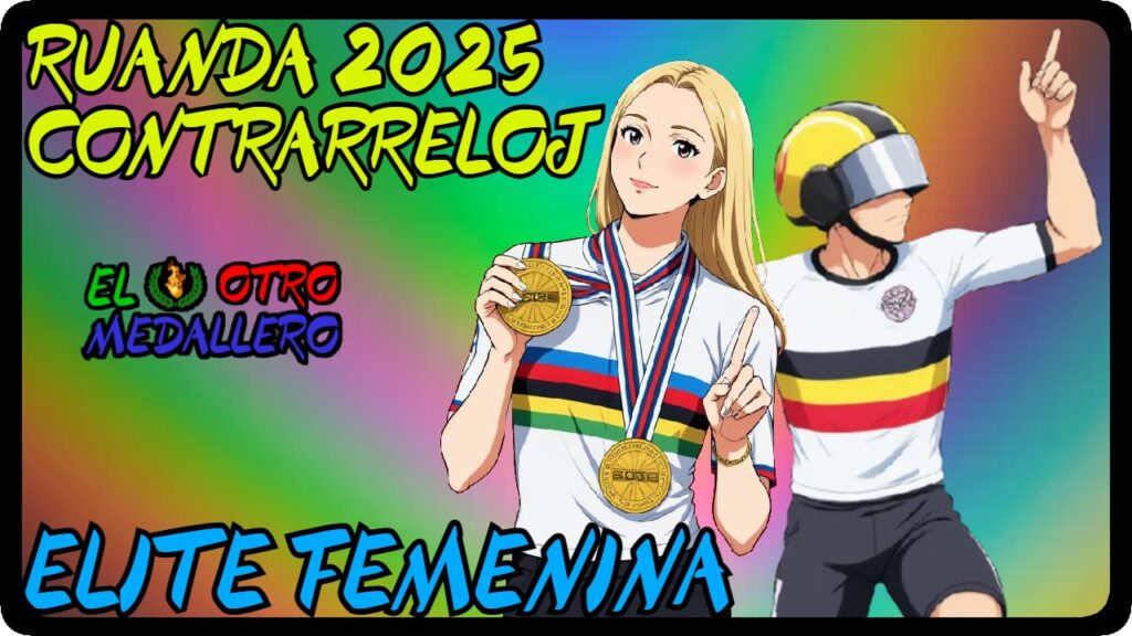 Resumen de la contrarreloj élite femenina del mundial de Ruanda 2025, con las mejores de la modalidad buscando el maijot arcoiris.
