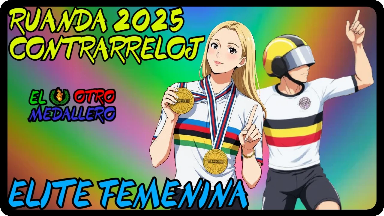 Resumen de la contrarreloj élite femenina del mundial de Ruanda 2025, con las mejores de la modalidad buscando el maijot arcoiris.