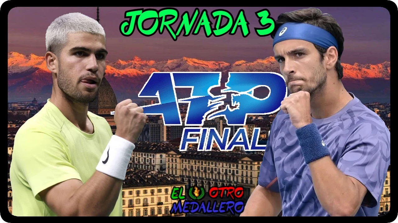 Resumen del tercer partido de las ATP Finals de Turín 2025, con Carlos Alcaraz buscando el pleno de victorias contra Lorenzo Musetti.