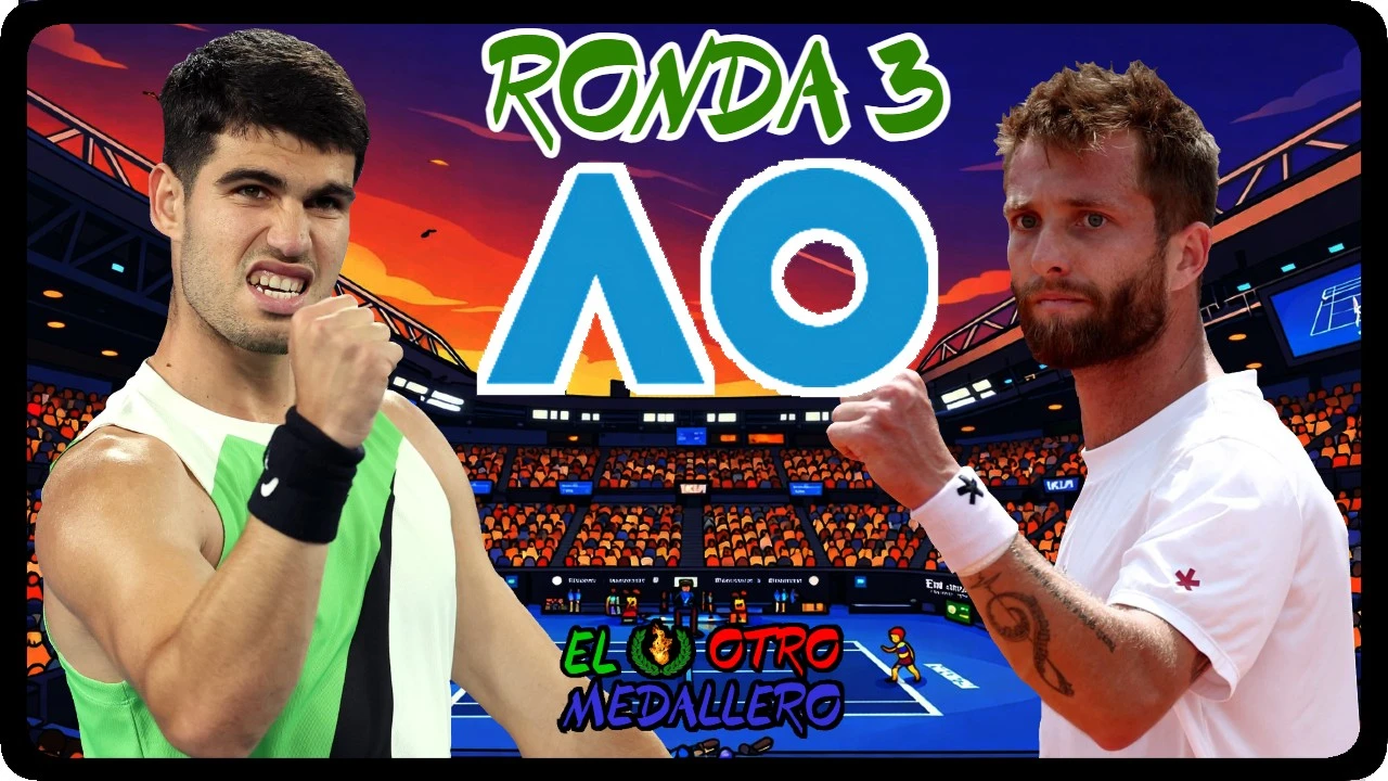 Resumen del tercer partido de Carlos Alcaraz en el Open de Australia 2026, contra Constantine Moutet, el genio incomprendido francés, en un duelo del que lo único garantizado es que vamos a tener un buen espectáculo.