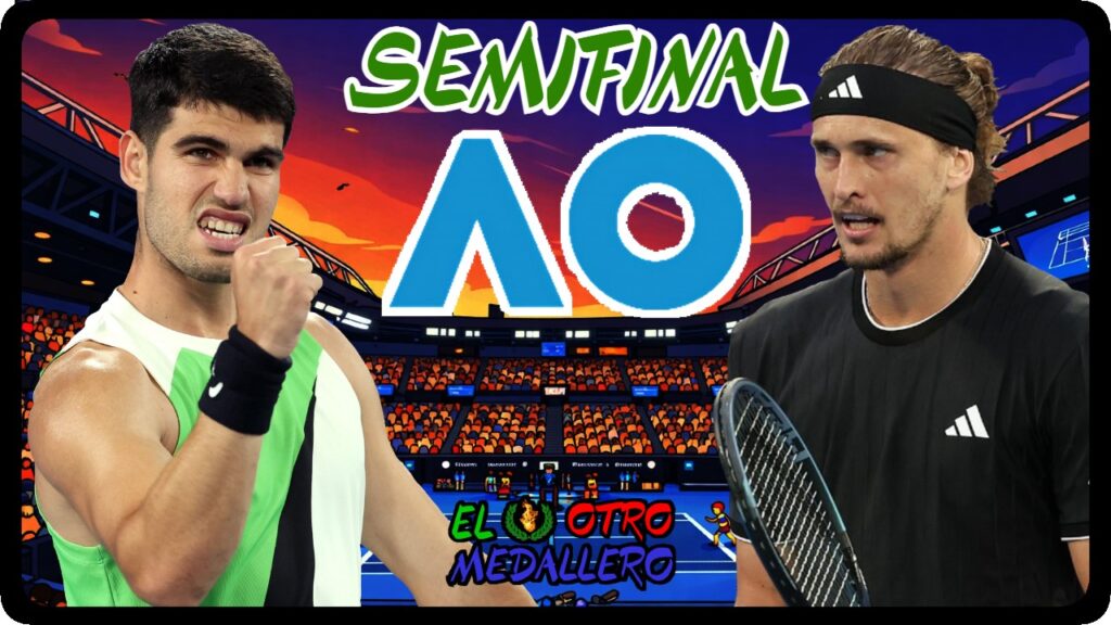 Resumen de la primera SEMIFINAL de final del Open de Australia 2026, con Carlos Alcaraz teniendo que enfrentarse contra Alexander Zverev, el número uno contra el número tres del mundo, un duelo de una igualdad máxima al que llegan con un pareo de seis triunfos para cada uno y el premio, un puesto en la gran final del domingo.