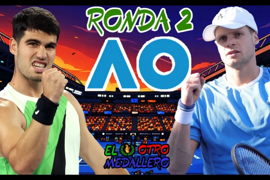 Resumen del segundo partido de Carlos Alcaraz en el Open de Australia 2026, en esta ocasión enfrentándose a Yannick Hanfmann, el veterano tenista germano que ya está en el declive de su carrera.