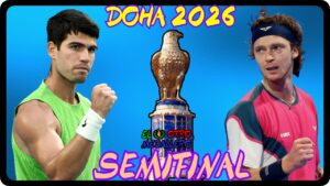 Resumen de la primera SEMIFINAL de final de Doha 2026, con Carlos Alcaraz y Andrei Rublev en una lucha de pura potencia entre las dos mejores derechas de este circuito masculino en búsqueda de la gran final de este ATP 500 de Catar.