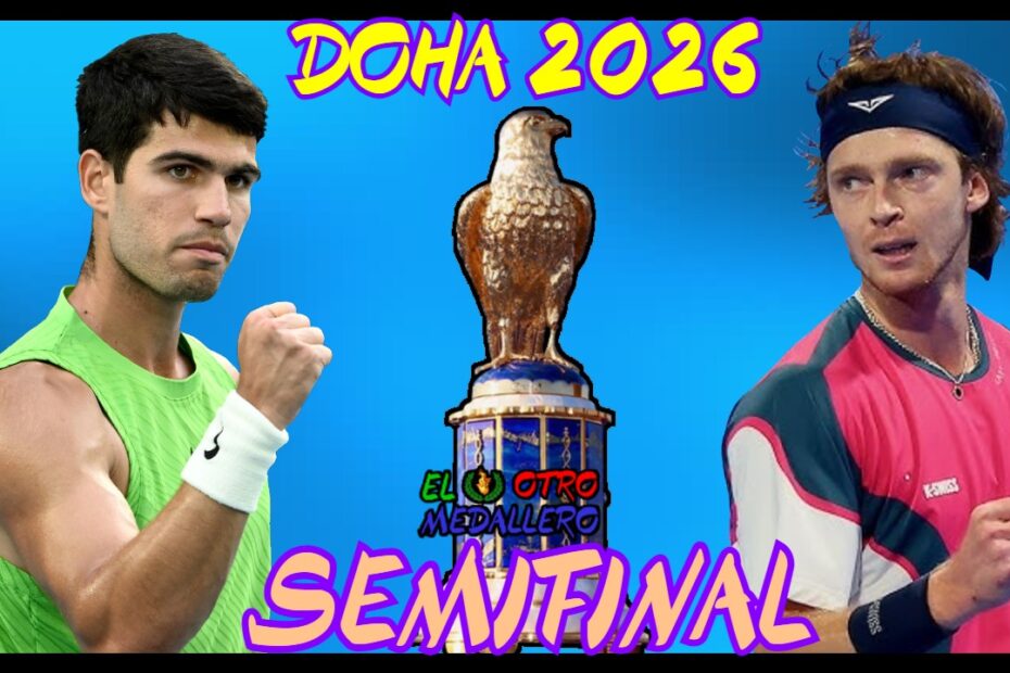 Resumen de la primera SEMIFINAL de final de Doha 2026, con Carlos Alcaraz y Andrei Rublev en una lucha de pura potencia entre las dos mejores derechas de este circuito masculino en búsqueda de la gran final de este ATP 500 de Catar.