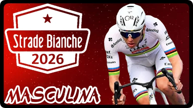 Resumen de la gran clásica del sterrato, la strade bianche 2026, para muchos el sexto monumento de la temporada ciclista, con el debut de Tadej Pogacar en competición para intentar responder el gran inicio de Mathiu van der Poel en la Omloop.