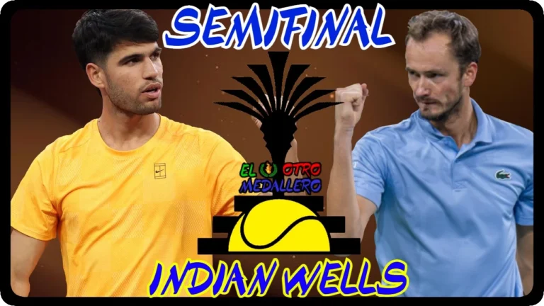 Resumen del partidazo de SEMIFINALES que tenemos en este Master 1000 de Indian Wells 2026, con Carlos Alcaraz enfrentándose a Daniil Medvedev, el número uno del mundo buscando su tercer título de la temporada contra el volcánico tenista ruso, que parece que está de vuelta a su máximo nivel.