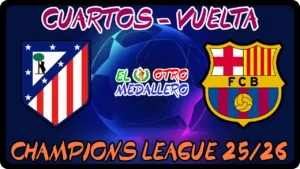 Resumen completo del partidazo de CUARTOS de la Champions League 25/26, con Atlético de Madrid y FC Barcelona buscando las semifinales.