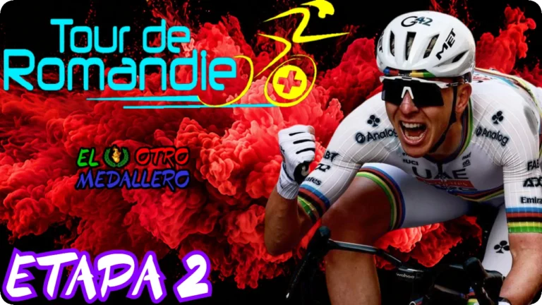 Resumen de la etapa 2 del Tour de Romandía de 2026, con una jornada totalmente rompepiernas, de sube y baja constante.